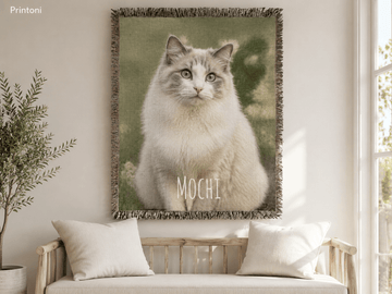 Custom Pet Woven Blanket from Photo, Personalized Cat or Dog Portrait Throw, Pet Lover Gift