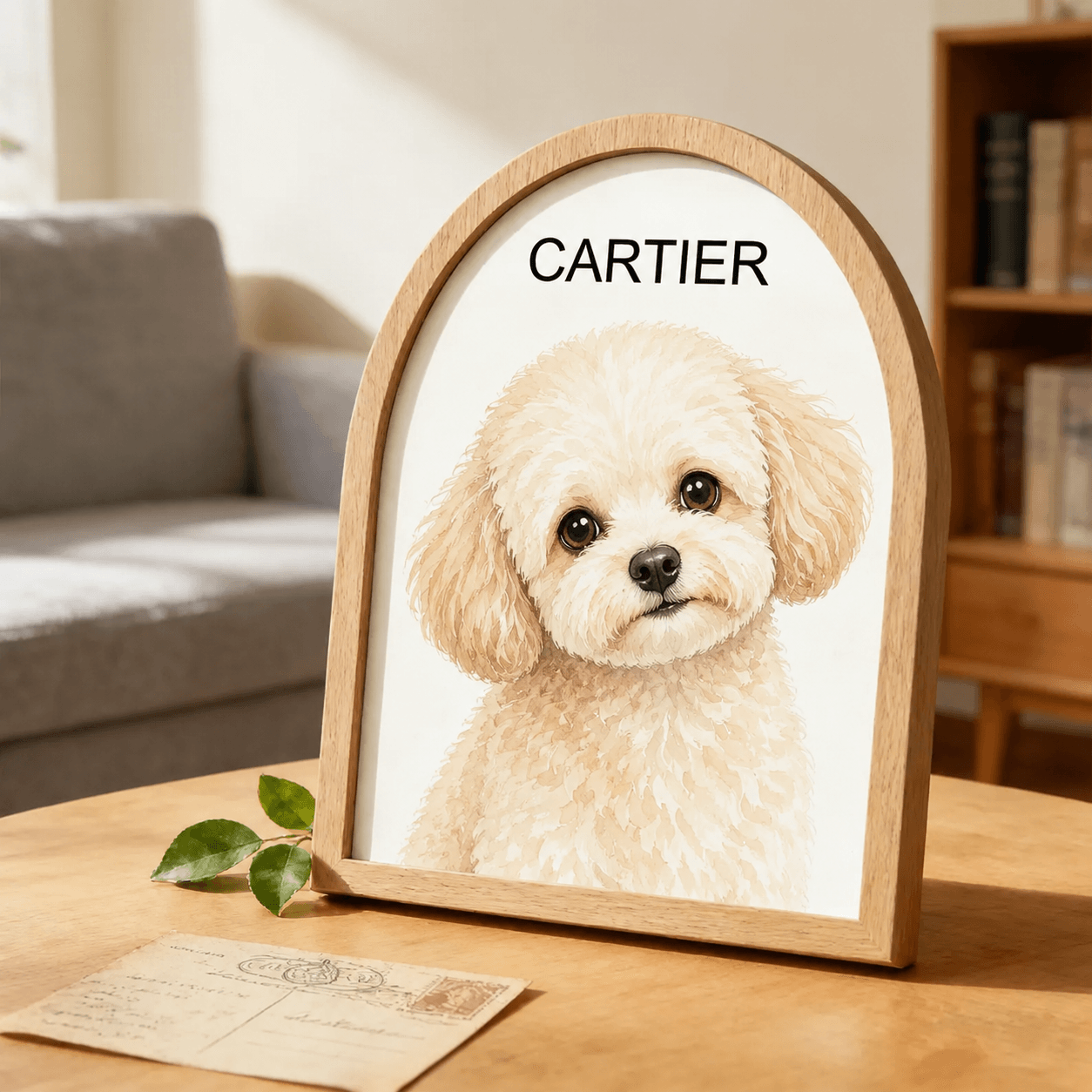 Custom Pet Collar Holder Sign – Personalized Watercolor Dog Portrait Frame, Pet Memorial Gift