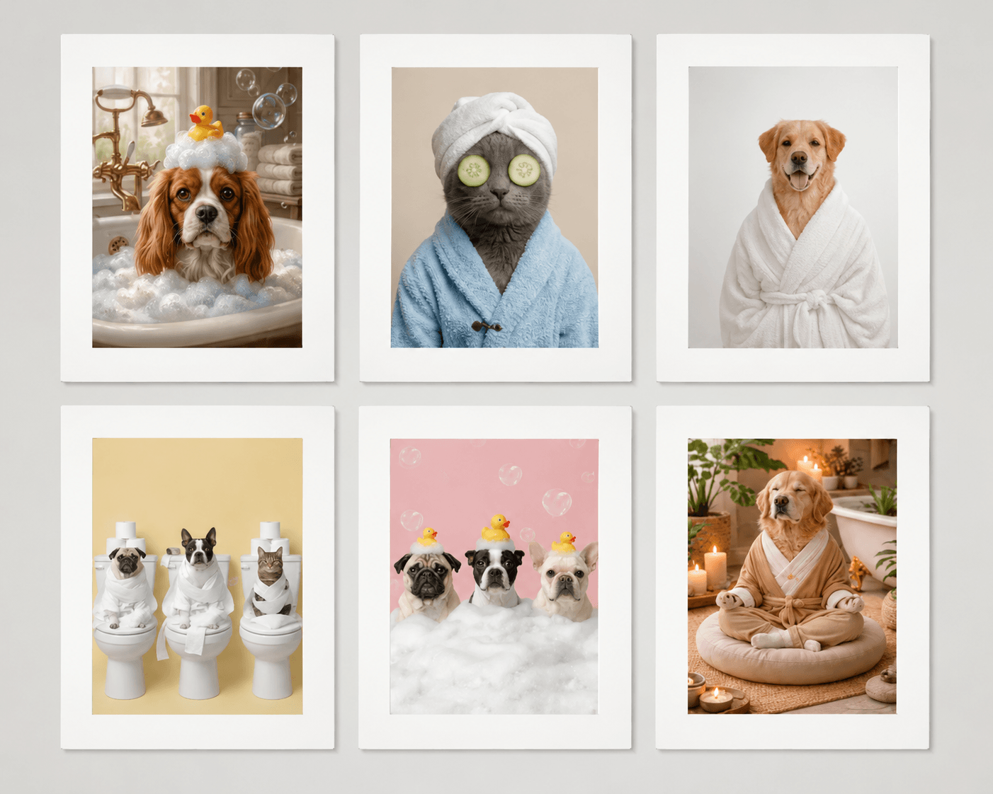 Custom Dog Portrait Print | Funny Pet Bath Art | Personalized Dog Gift | Bathroom Wall Decor