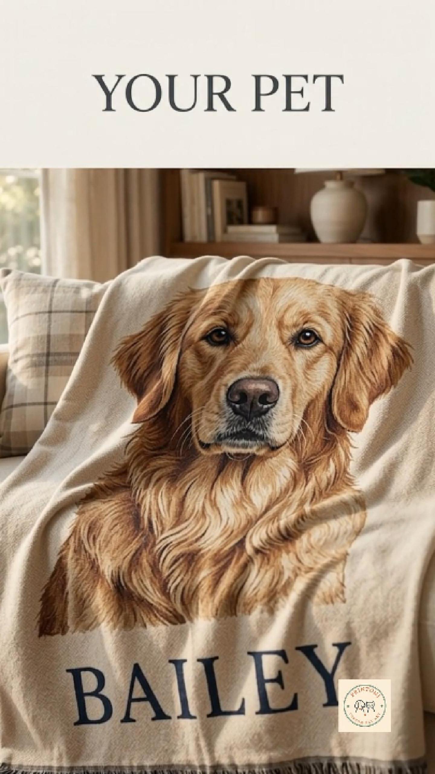 Custom Pet Woven Blanket from Photo, Personalized Cat or Dog Portrait Throw, Pet Lover Gift