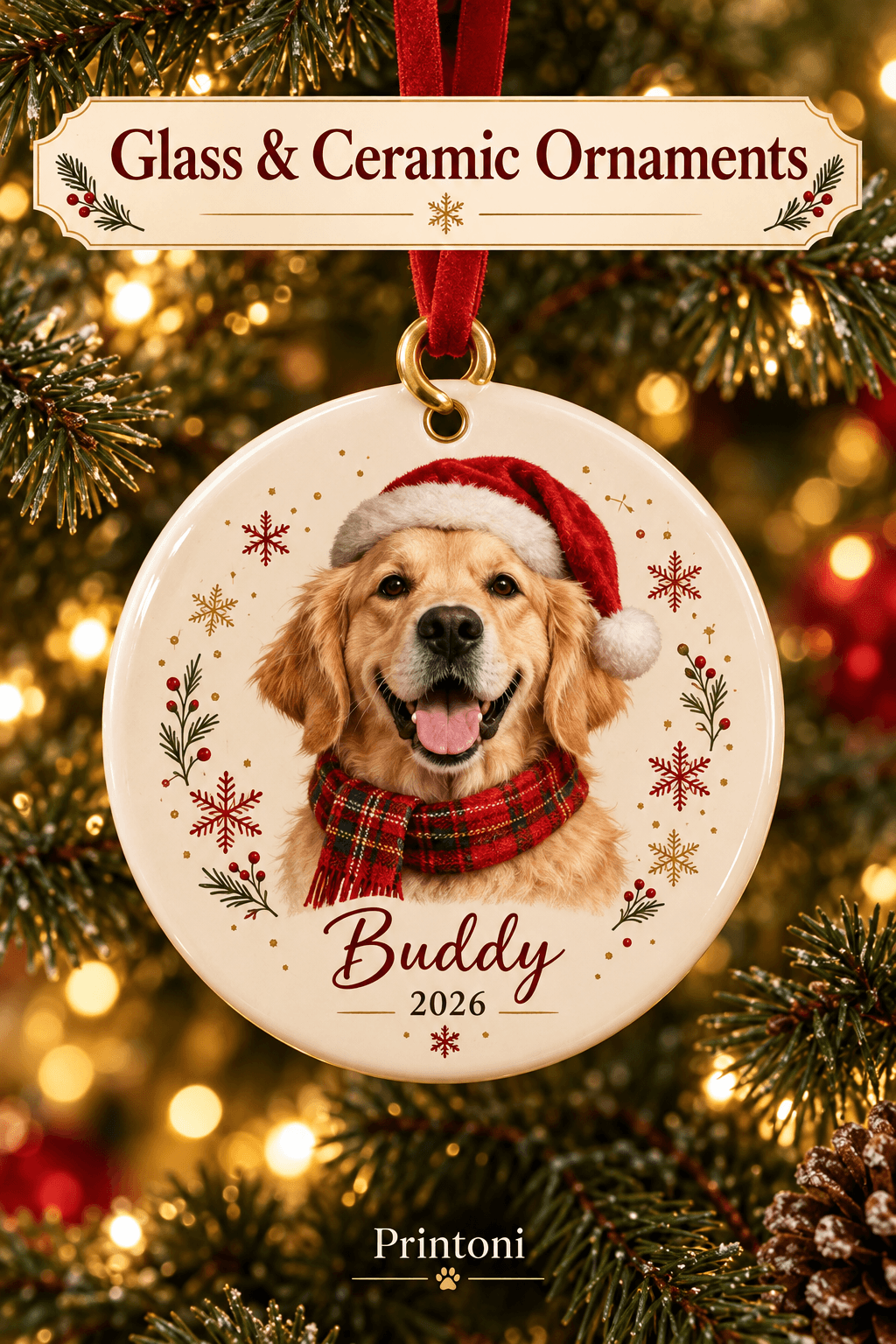 Custom Dog Ornament from Photo, Personalized Pet Christmas Ornament, Dog Lover Holiday Gift