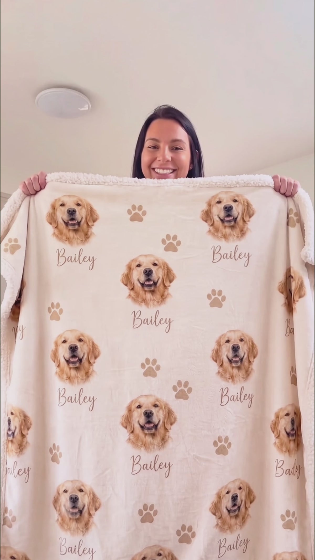 Custom Pet Photo Blanket from Photo, Personalized Dog Face & Name Throw Blanket, Dog Mom Gift, Pet Keepsake Christmas Gift
