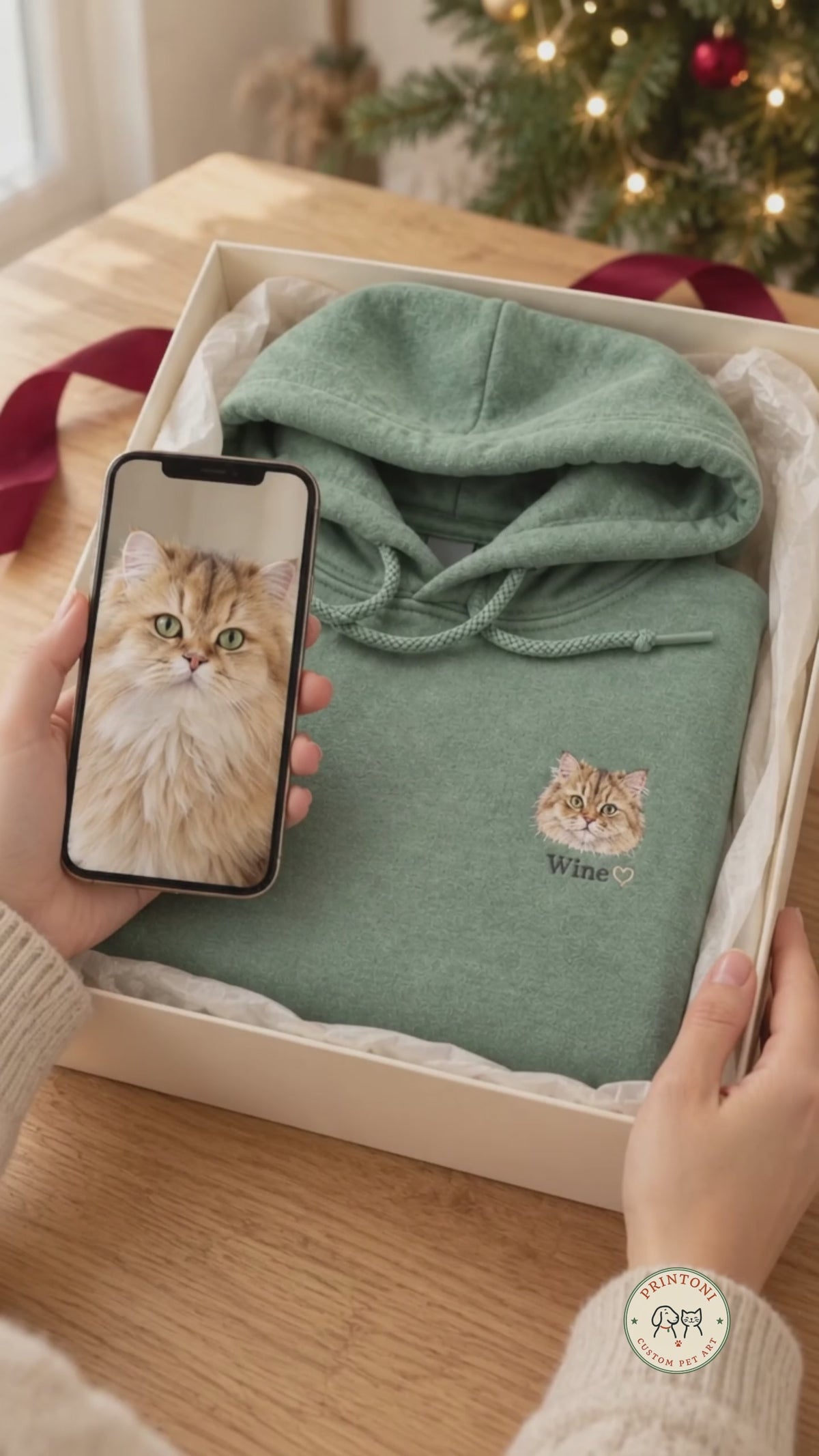 Custom Cat Face Embroidered Hoodie, Personalized Pet Portrait Sweatshirt with Name, Gift for Cat Lovers