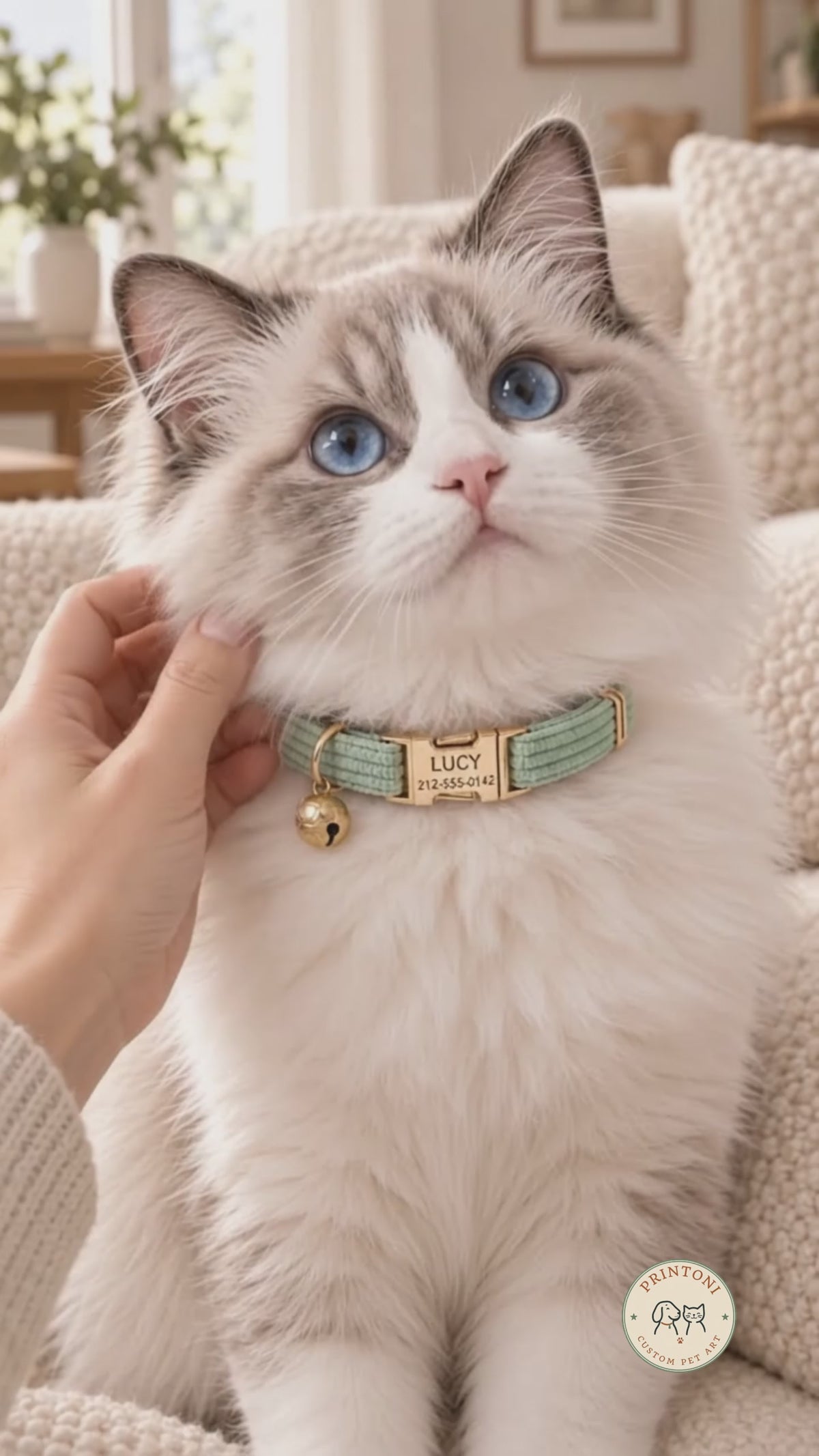 Custom Pet Collar with Name Plate, Personalized Velvet Cat & Dog Collar with Bell, Engraved Name Gift for Pet Lovers