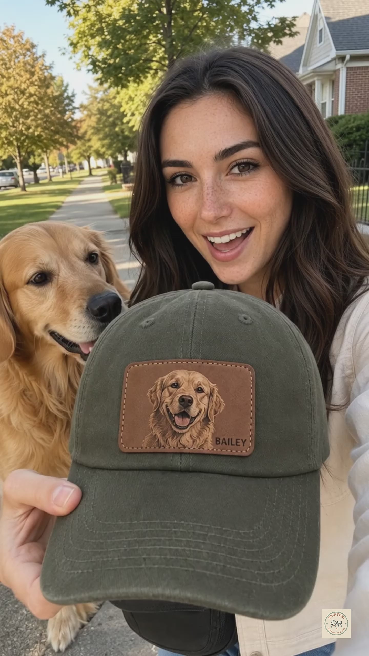 Custom Dog Hat from Photo, Personalized Pet Portrait Leather Patch Baseball Cap, Dog Mom Gift
